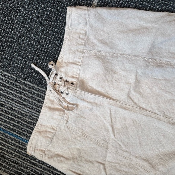 Tahari Linen Maxi Skirt Beige size 10 side zip lace up back - Picture 6 of 8